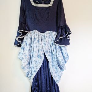 Colonial Outlander Blue and floral dress costume